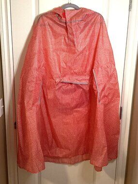 IKEA Knalla Woman's Red White Checkered Packable Rain Waterproof Poncho
